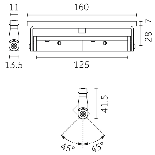 Incline Outline 24V - Adjustable, 125 mm