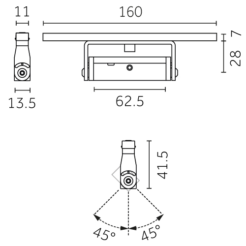 Incline Outline 24V - Adjustable, 62,5 mm