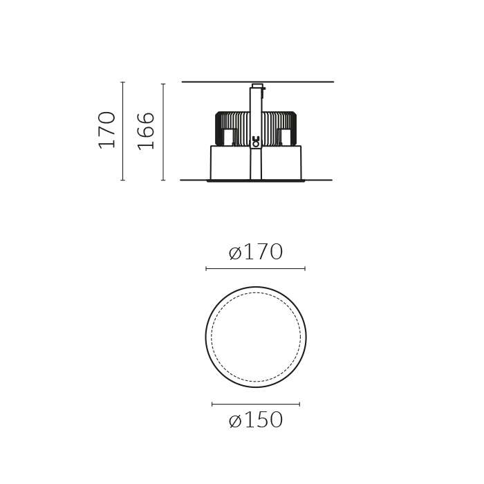 Trybeca Round, MEDIUM, ROUND fixed recessed luminaire, WITH BEZEL