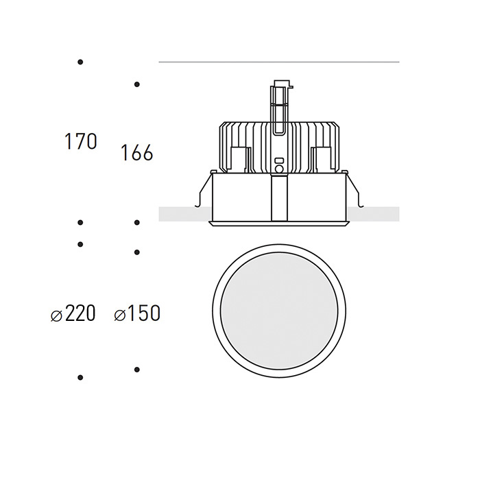 Trybeca Round, MEDIUM, ROUND fixed recessed luminaire, WITH BEZEL