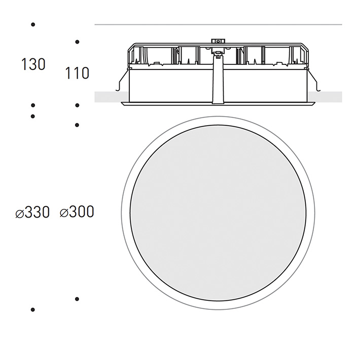 Trybeca Round, LARGE, ROUND fixed recessed luminaire, WITH BEZEL