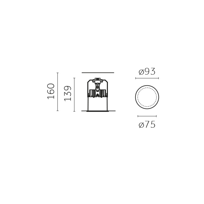 Trybeca Round, SMALL, ROUND fixed recessed luminaire, WITH BEZEL