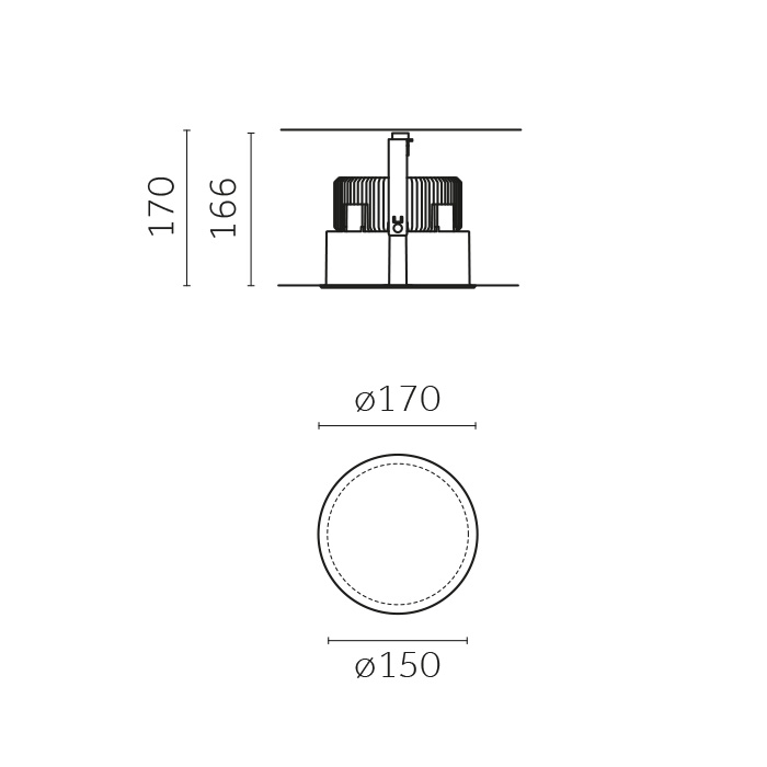 Trybeca Round, MEDIUM, ROUND fixed recessed luminaire, WITH BEZEL