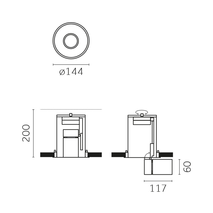 Yori Recessed Round, Yori Recessed Round Ø60mm Precision Trim