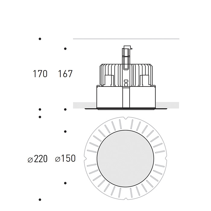 Trybeca Round, MEDIUM, ROUND, TRIMLESS fixed recessed luminaire