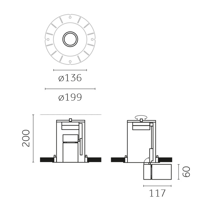 Yori Recessed Round, Yori Recessed Round Ø60mm Performance Trimless