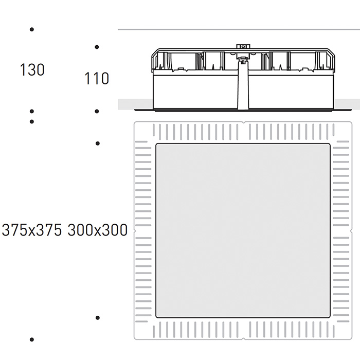 Trybeca Square, LARGE, SQUARE, TRIMLESS fixed recessed luminaire