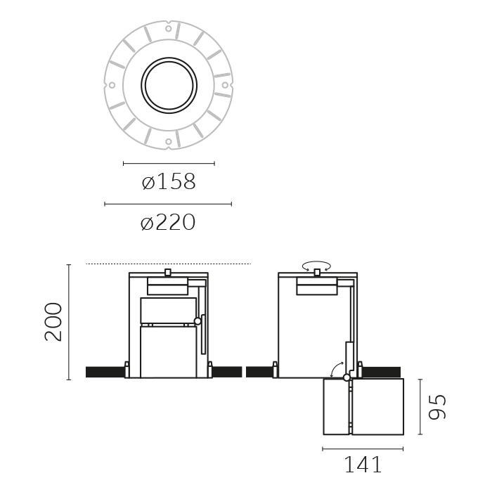 Yori Recessed Round, Yori Recessed Round Ø95mm Performance Trimless