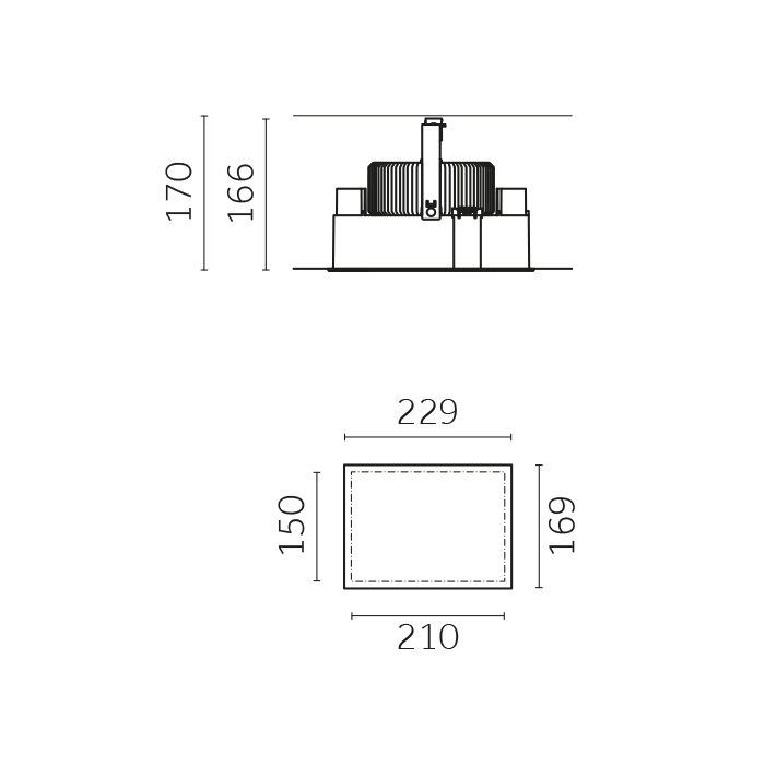 Trybeca Rectangular, MEDIUM, RECTANGULAR, fixed recessed luminaire, WITH BEZEL