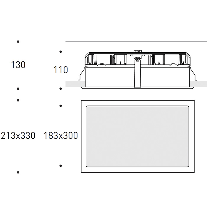 Trybeca Rectangular, LARGE, RECTANGULAR fixed recessed luminaire, WITH BEZEL