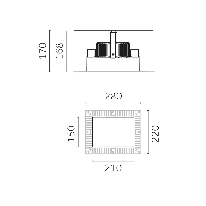 Trybeca Rectangular, MEDIUM, RECTANGULAR, TRIMLESS fixed recessed luminaire