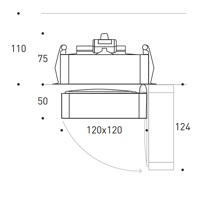 Splyt Recessed, adjustable projector - SEMI-RECESSED