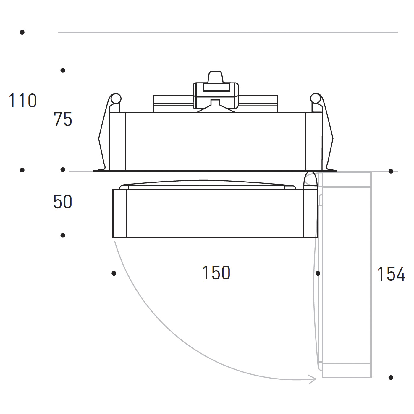 Splyt Recessed, adjustable projector - SEMI-RECESSED