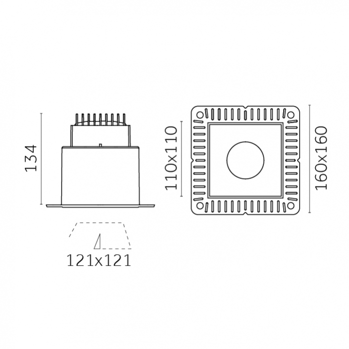 Mood Pro Fixed Square, Ø110mm - Trimless