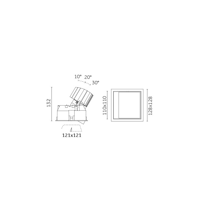 Mood Pro Wall Washer Square Drop, Ø110mm