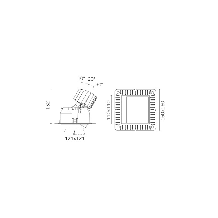 Mood Pro Wall Washer Square Drop, Ø110mm