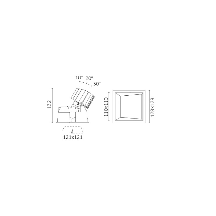 Mood Pro Wall Washer Square Flush, 110x110mm - Trim