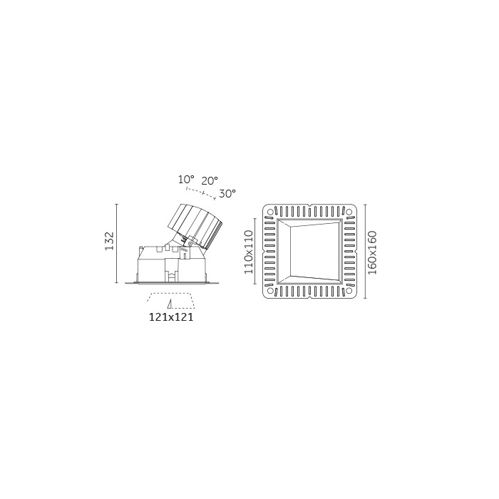 Mood Pro Wall Washer Square Flush, Ø110mm