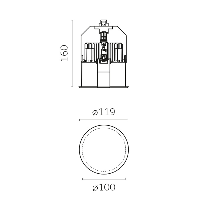 Trybeca Round, 100mm, Trim