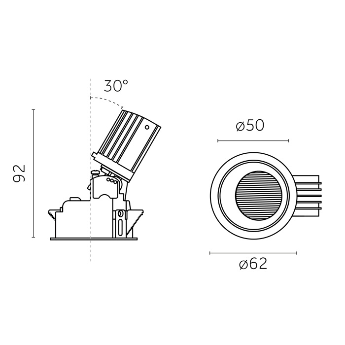 Mood Pro Wall Washer Round Flush, Ø50mm