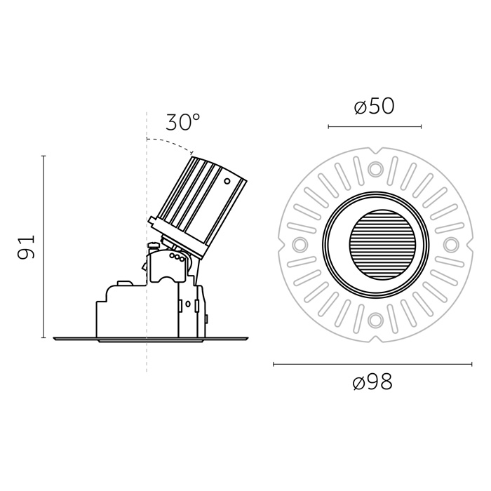 Mood Pro Wall Washer Round Flush, Ø50mm