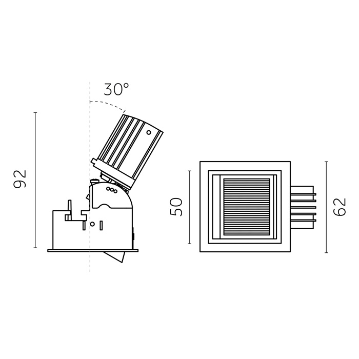 Mood Pro Wall Washer Square Drop, Ø50mm