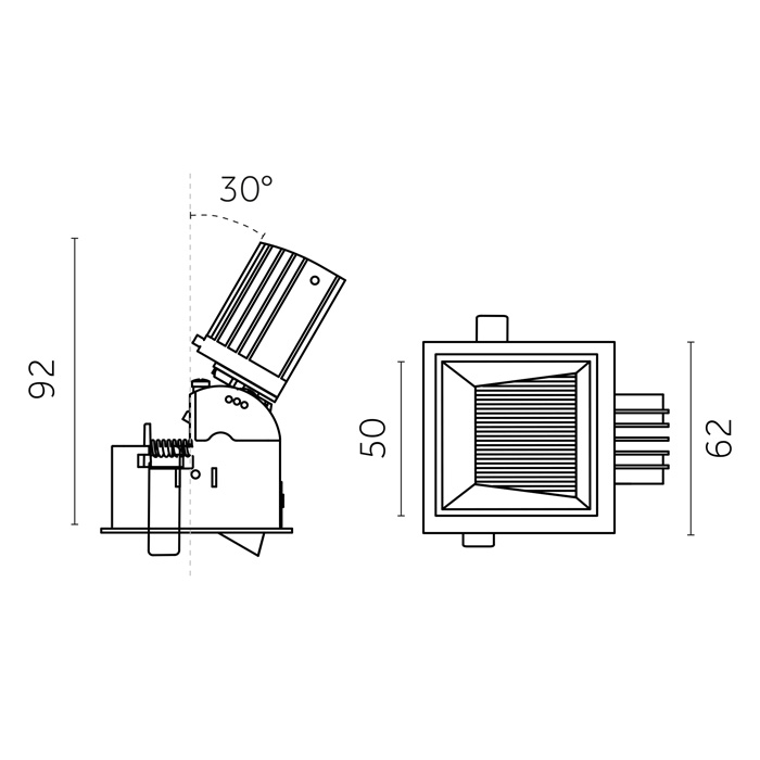 Mood Pro Wall Washer Square Flush, Ø50mm